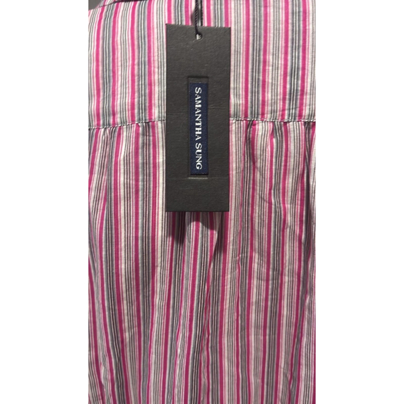 Samantha Sung Aster Napoli Pink Stripe Midi Shirt Dress Size 12 - Picture 13 of 13
